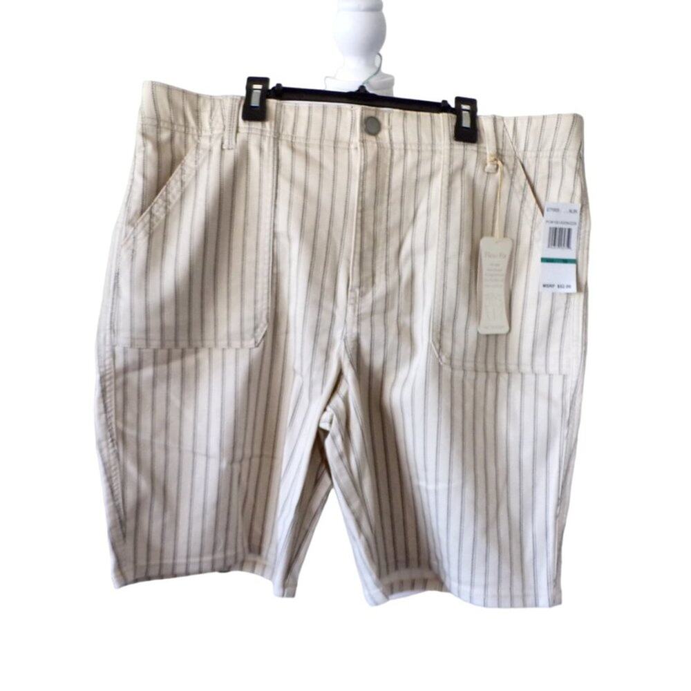 ReCreation Women's Striped Shorts Pockets Cream & Black Pinstripe Size 12 NWT